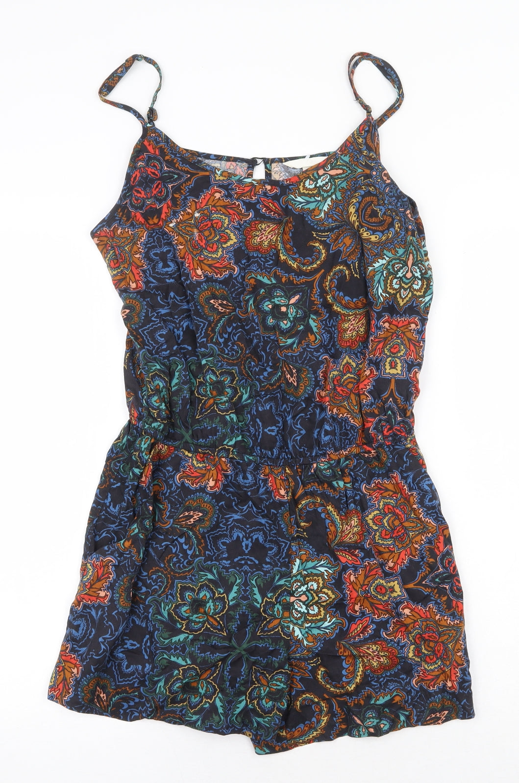 H&M Womens Multicoloured Geometric Polyester Playsuit One-Piece Size 8 Button