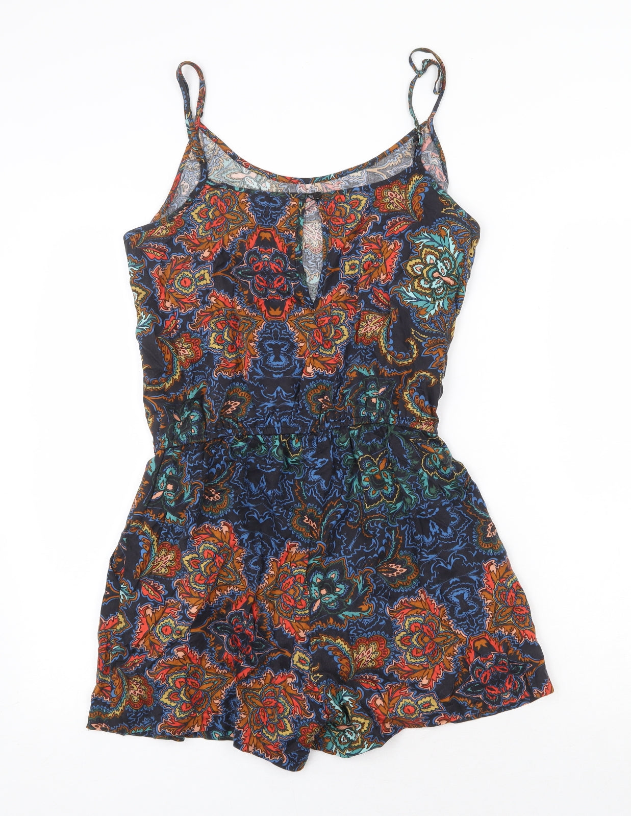 H&M Womens Multicoloured Geometric Polyester Playsuit One-Piece Size 8 Button