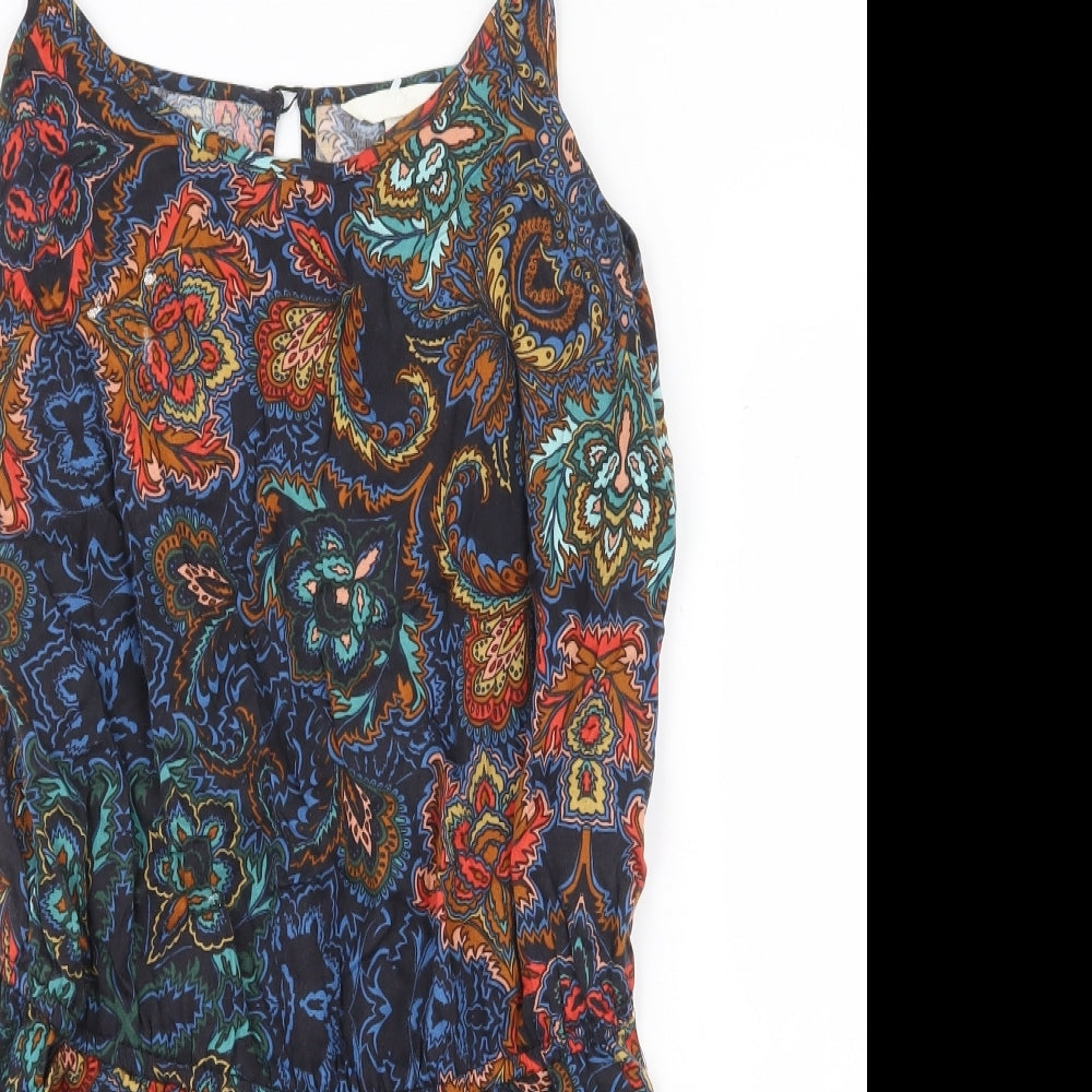 H&M Womens Multicoloured Geometric Polyester Playsuit One-Piece Size 8 Button