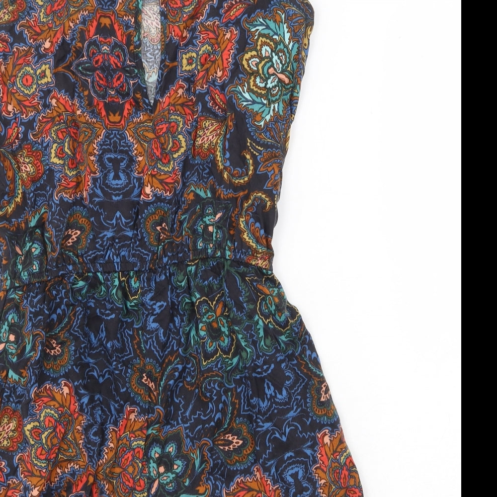 H&M Womens Multicoloured Geometric Polyester Playsuit One-Piece Size 8 Button