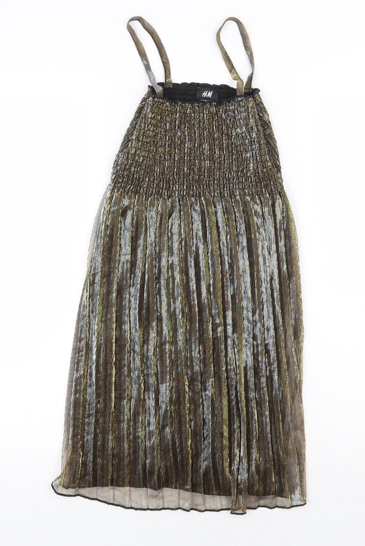 H&M Womens Gold Polyester Ball Gown Size S Square Neck Pullover