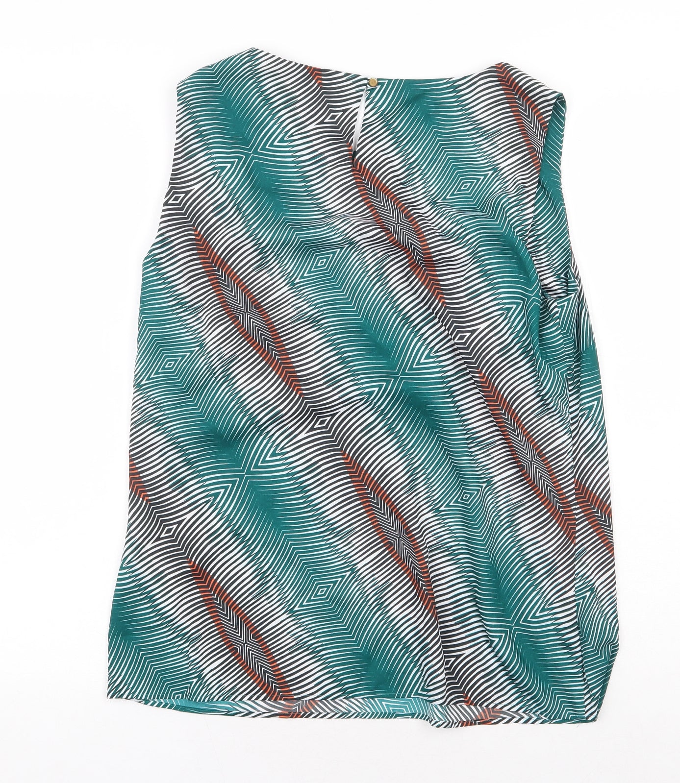 Marks and Spencer Womens Green Geometric Polyester Basic Tank Size 12 Boat Neck