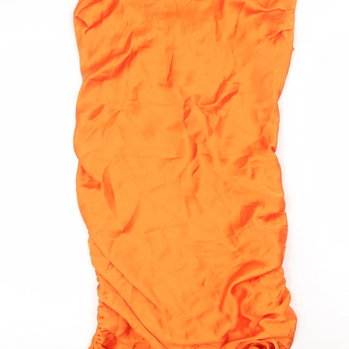 Zara Womens Orange Polyester Bodycon Size L Square Neck Tie
