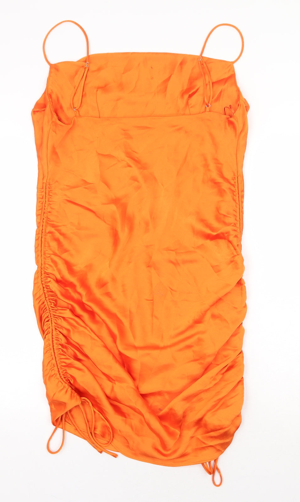 Zara Womens Orange Polyester Bodycon Size L Square Neck Tie