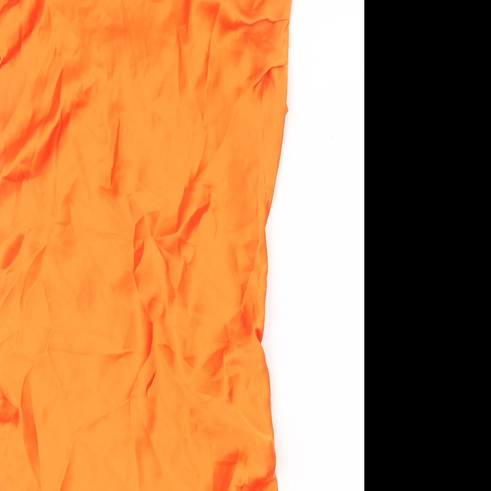 Zara Womens Orange Polyester Bodycon Size L Square Neck Tie