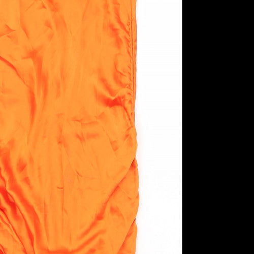 Zara Womens Orange Polyester Bodycon Size L Square Neck Tie