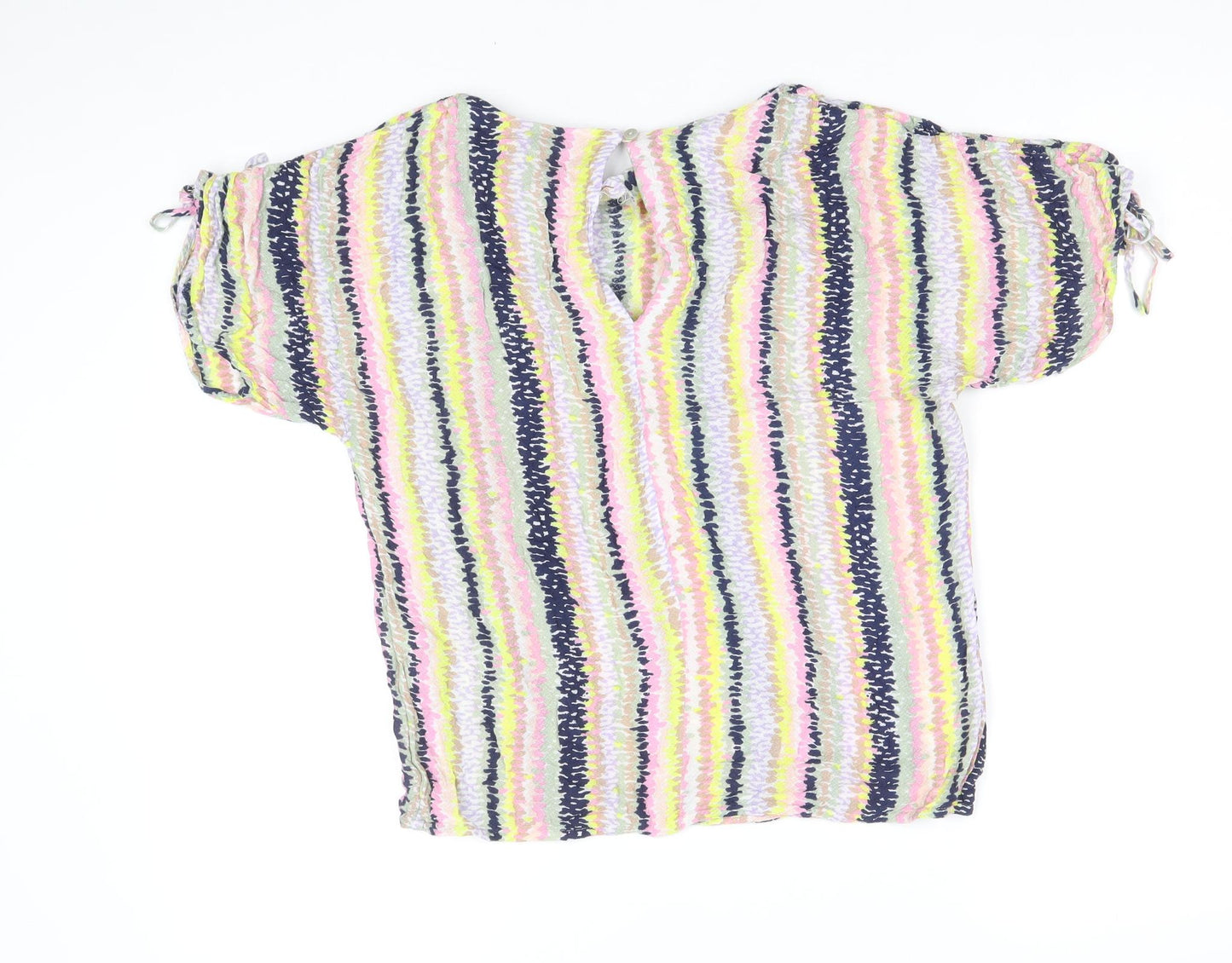Warehouse Womens Multicoloured Striped Viscose Basic T-Shirt Size 10 Round Neck