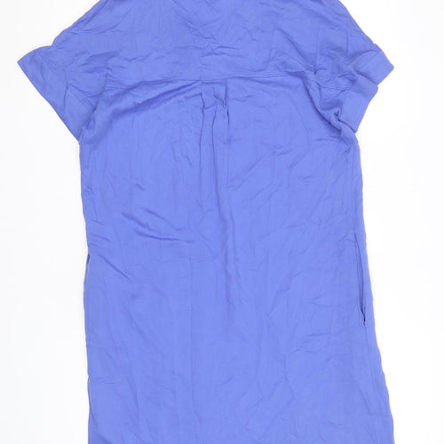 Marks and Spencer Womens Purple Viscose Shirt Dress Size 10 Collared Pullover
