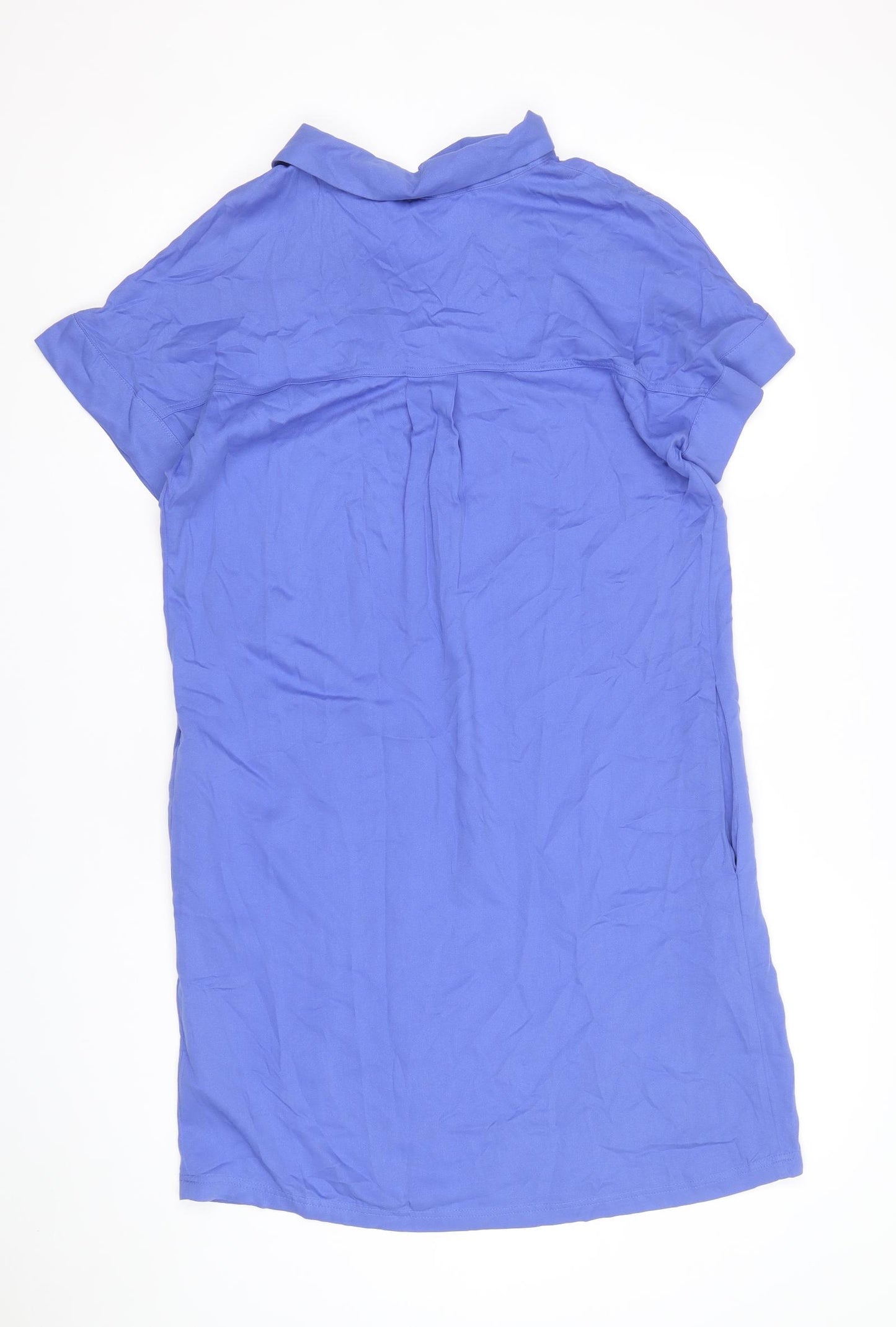 Marks and Spencer Womens Purple Viscose Shirt Dress Size 10 Collared Pullover