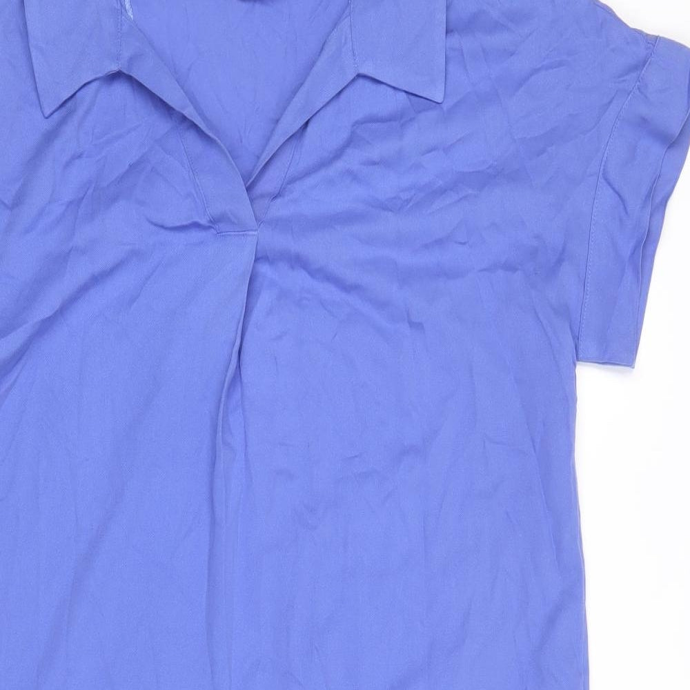 Marks and Spencer Womens Purple Viscose Shirt Dress Size 10 Collared Pullover