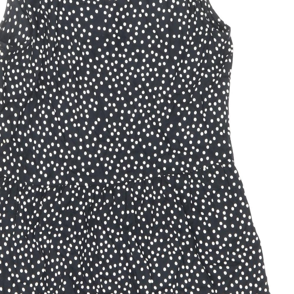 Pieces Womens Black Polka Dot Viscose A-Line Size M V-Neck Button