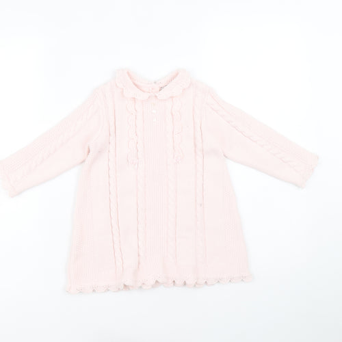 Sarah Louise Girls Pink Round Neck Acrylic Tunic Jumper Size 2 Years Button