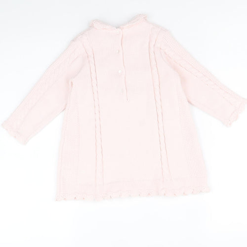 Sarah Louise Girls Pink Round Neck Acrylic Tunic Jumper Size 2 Years Button