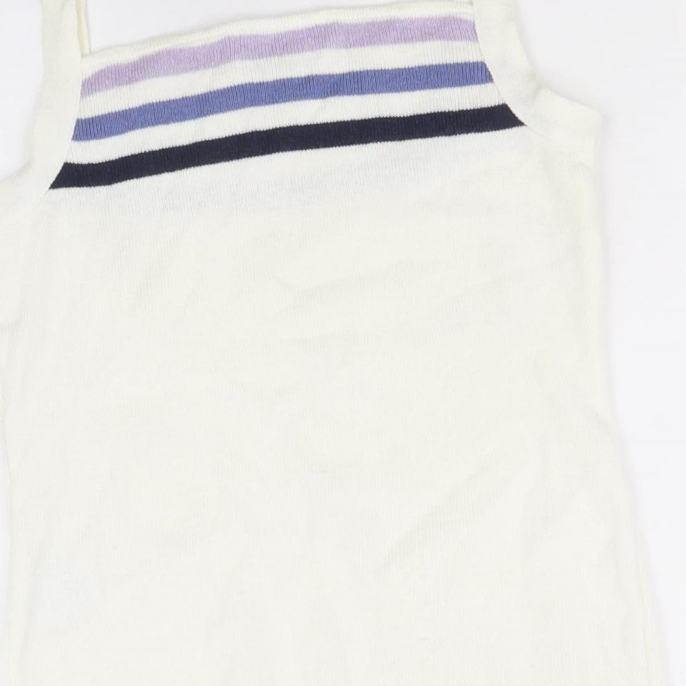 New Look Womens White Striped Acrylic Camisole Tank Size 14 Square Neck