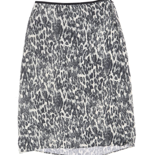 YAYA Womens Grey Animal Print Polyester Swing Skirt Size 14 Zip - Leopard Pattern