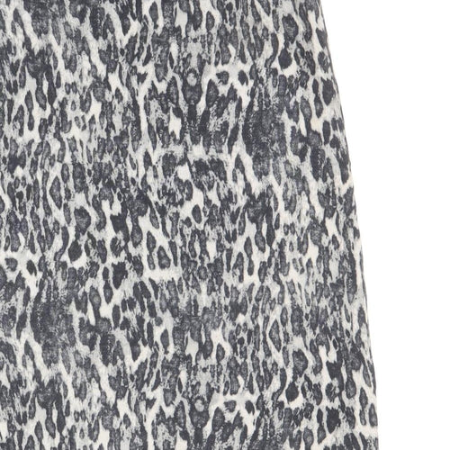 YAYA Womens Grey Animal Print Polyester Swing Skirt Size 14 Zip - Leopard Pattern