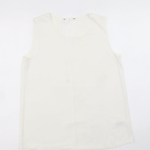 NEXT Womens Ivory Polyester Basic Tank Size 12 Scoop Neck - Lace Back Detail