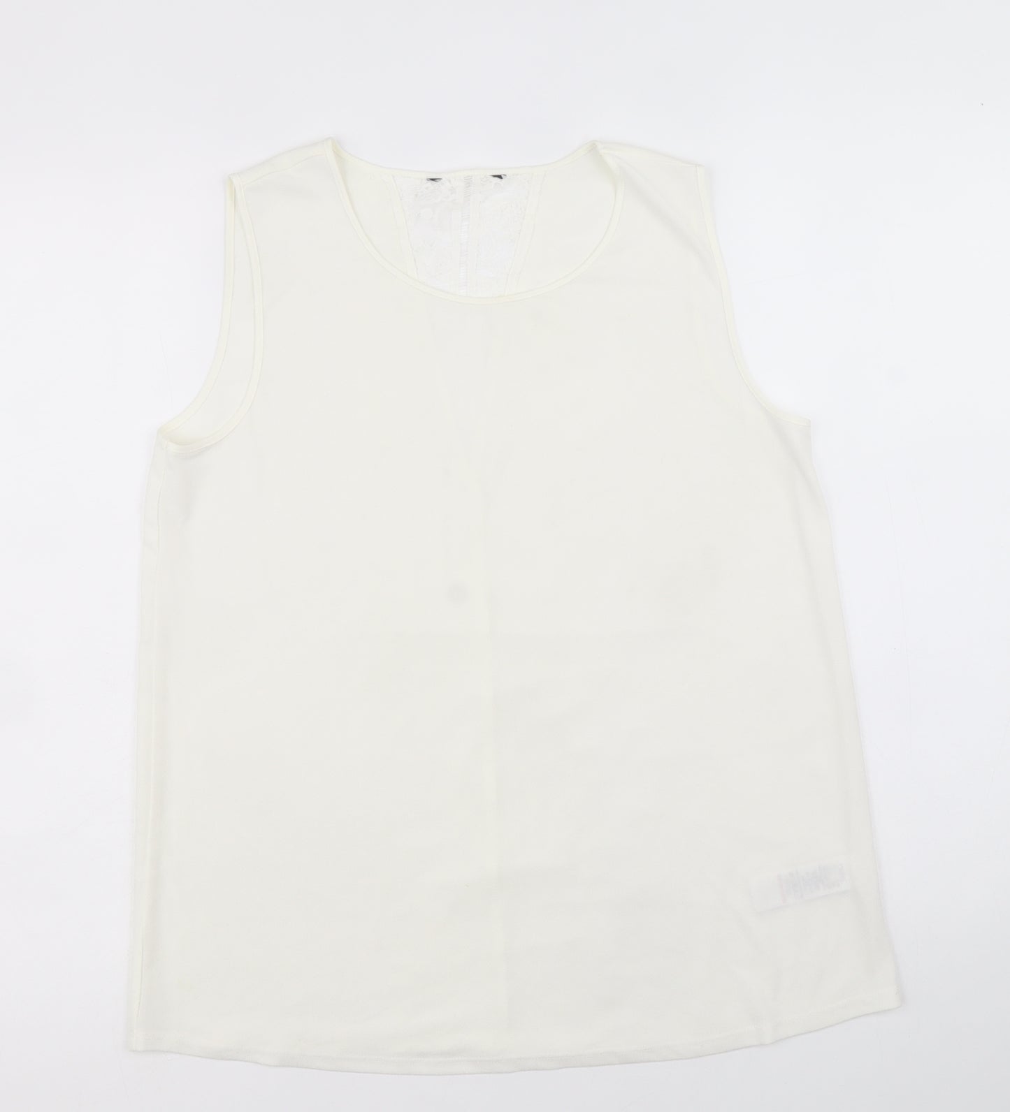 NEXT Womens Ivory Polyester Basic Tank Size 12 Scoop Neck - Lace Back Detail