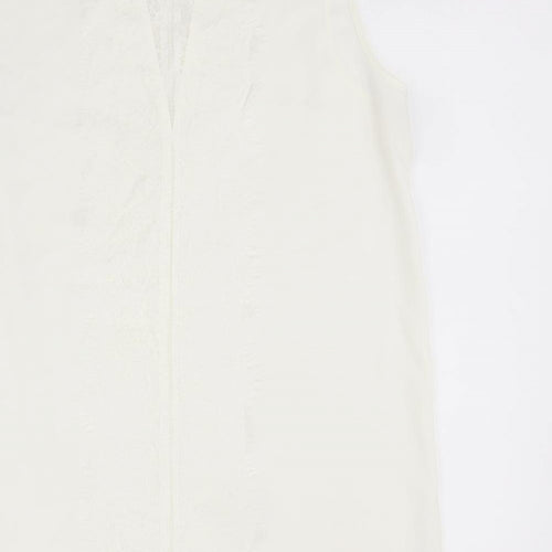 NEXT Womens Ivory Polyester Basic Tank Size 12 Scoop Neck - Lace Back Detail
