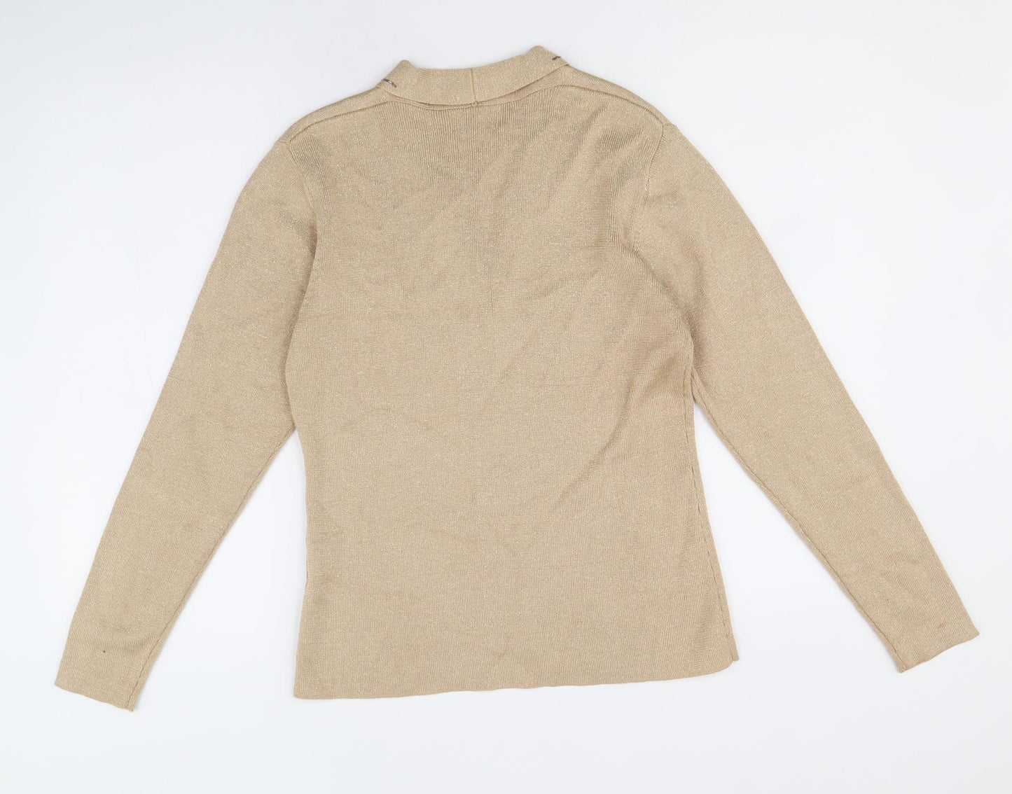 Emreco Womens Gold Collared Cotton Cardigan Jumper Size 8