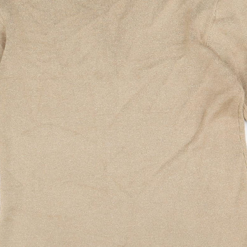 Emreco Womens Gold Collared Cotton Cardigan Jumper Size 8