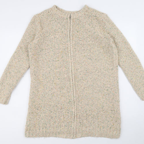 Topshop Womens Multicoloured Scoop Neck Acrylic Full Zip Jumper Size 8
