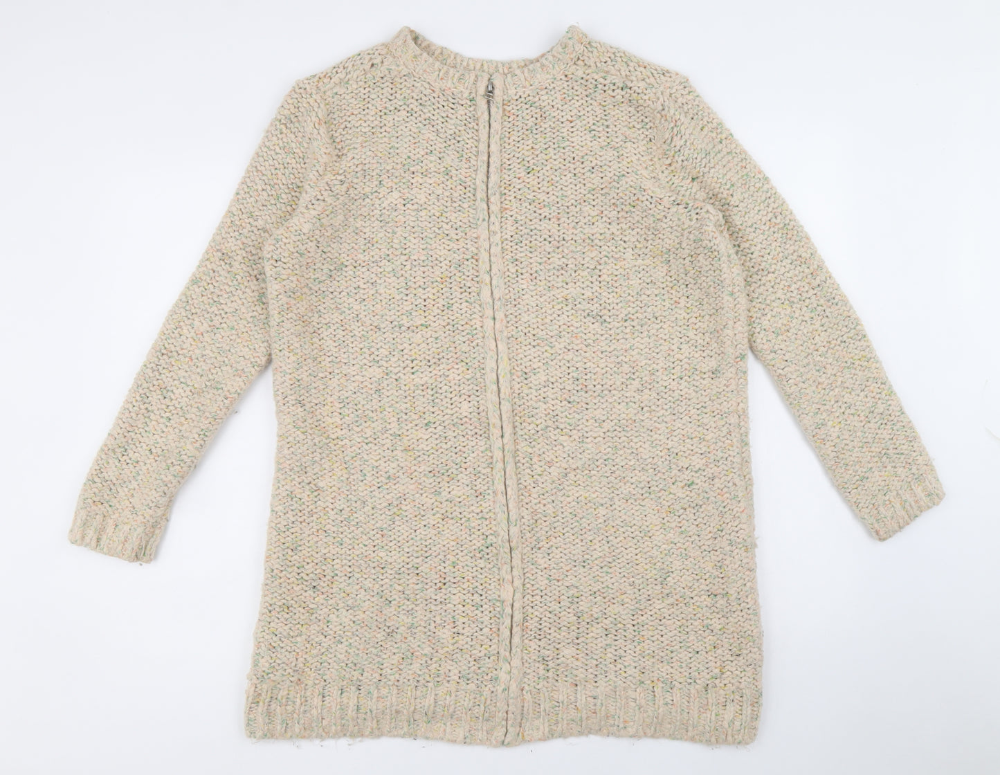 Topshop Womens Multicoloured Scoop Neck Acrylic Full Zip Jumper Size 8