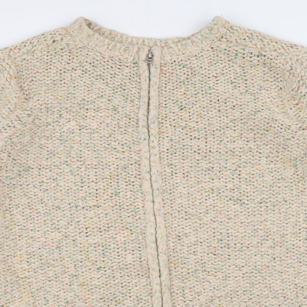 Topshop Womens Multicoloured Scoop Neck Acrylic Full Zip Jumper Size 8