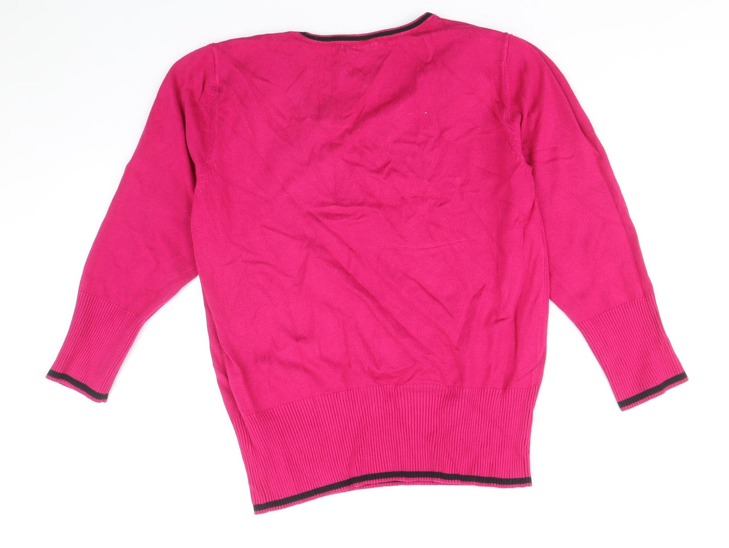 Roman Womens Pink Scoop Neck Polka Dot Viscose Pullover Jumper Size 12
