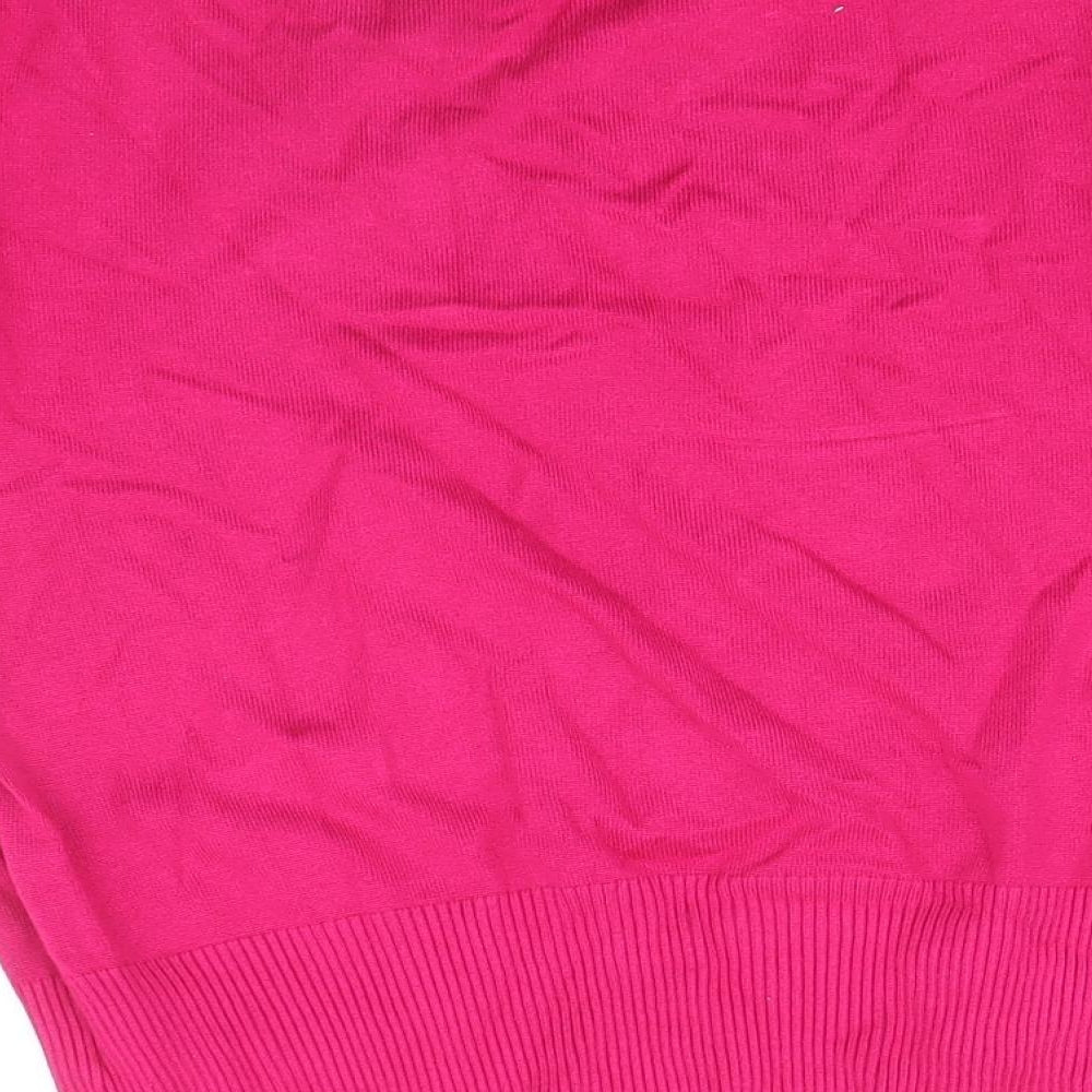 Roman Womens Pink Scoop Neck Polka Dot Viscose Pullover Jumper Size 12