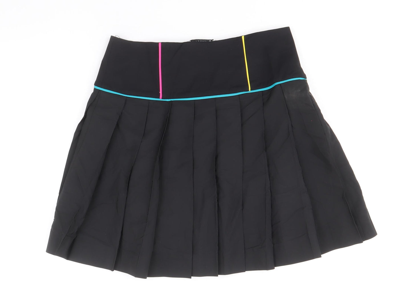Zara Womens Black Polyamide Pleated Skirt Size M Zip