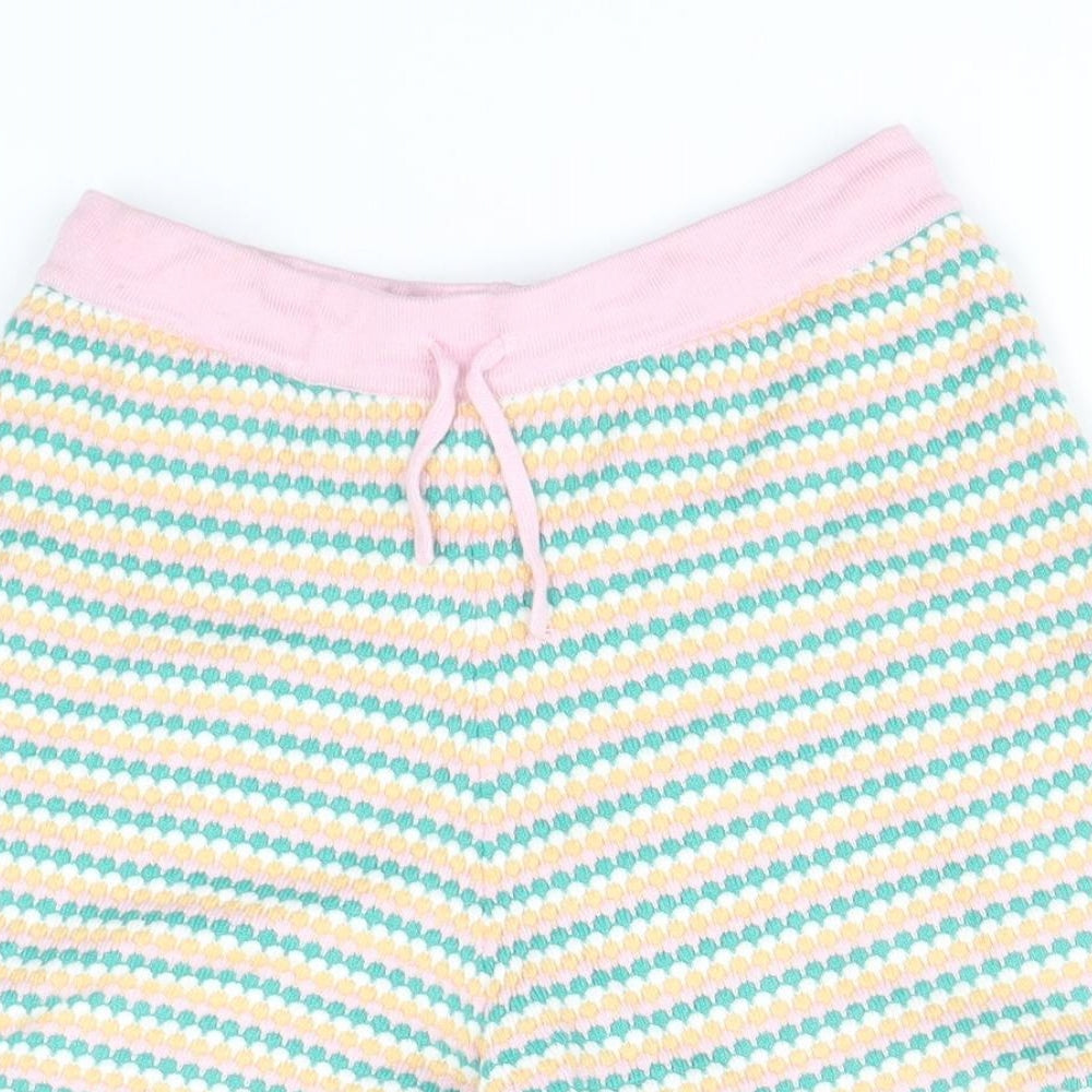 H&M Girls Multicoloured Striped Viscose Bermuda Shorts Size 8-9 Years Regular Drawstring