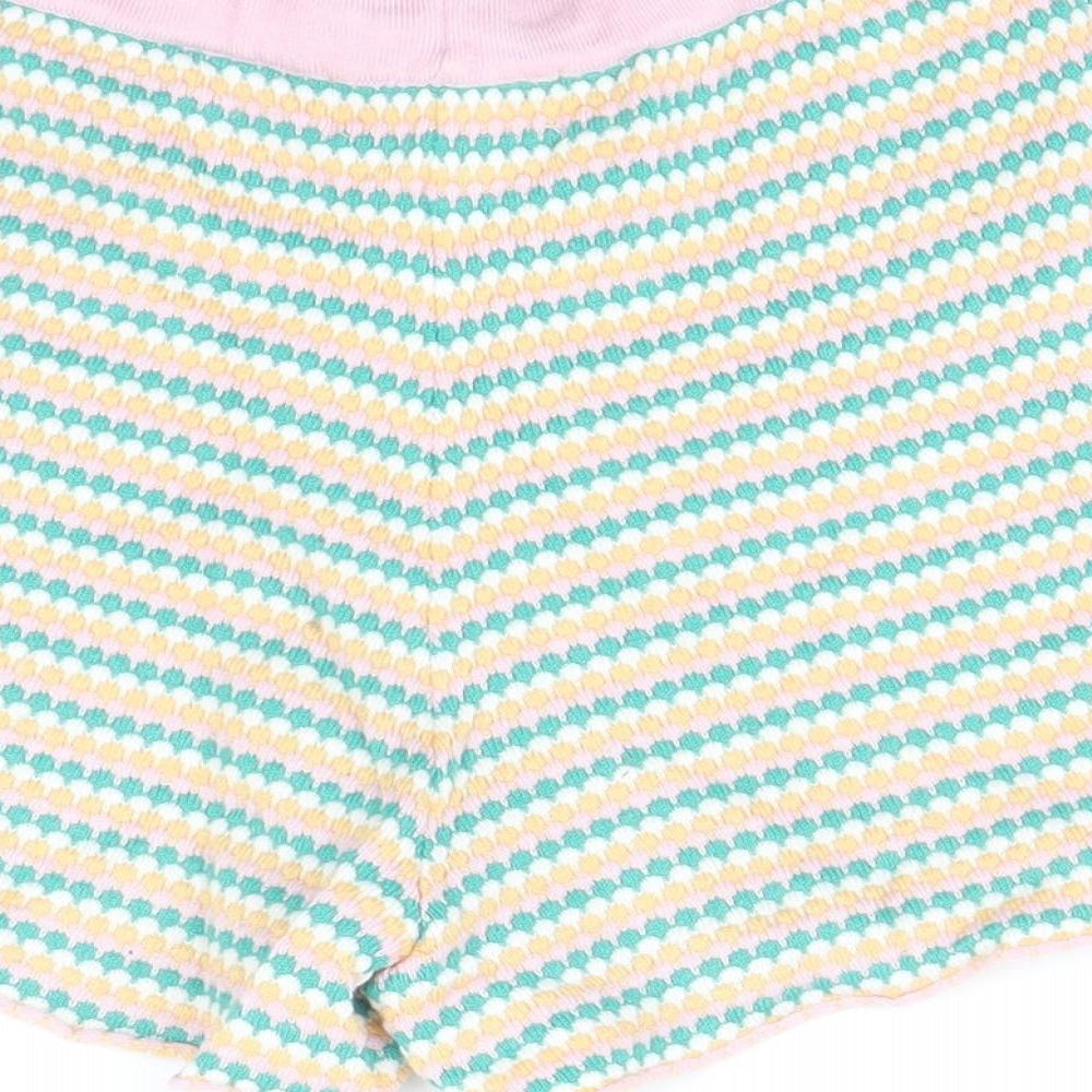 H&M Girls Multicoloured Striped Viscose Bermuda Shorts Size 8-9 Years Regular Drawstring