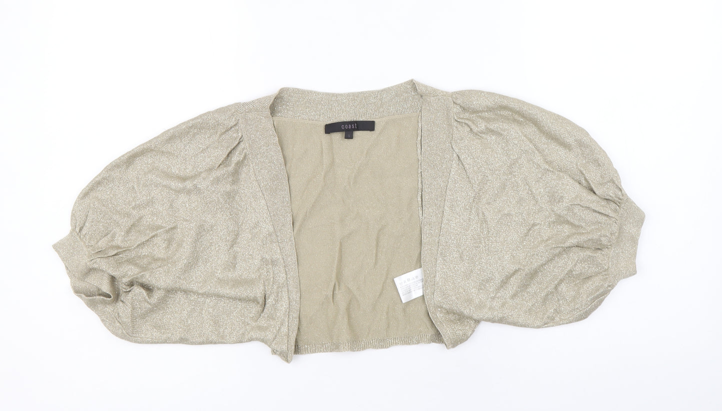 Coast Womens Gold V-Neck Viscose Shrug Jumper Size S
