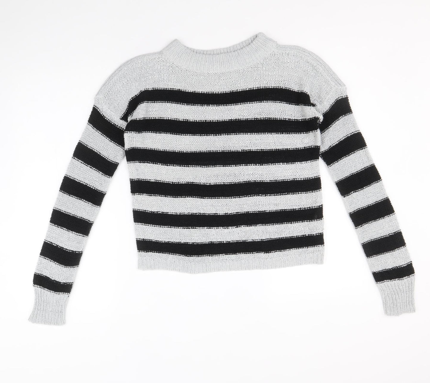 Atmosphere Womens Grey Boat Neck Striped Acrylic Pullover Jumper Size 10
