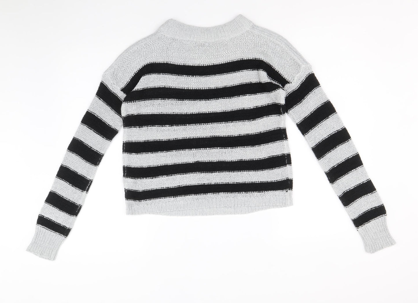 Atmosphere Womens Grey Boat Neck Striped Acrylic Pullover Jumper Size 10
