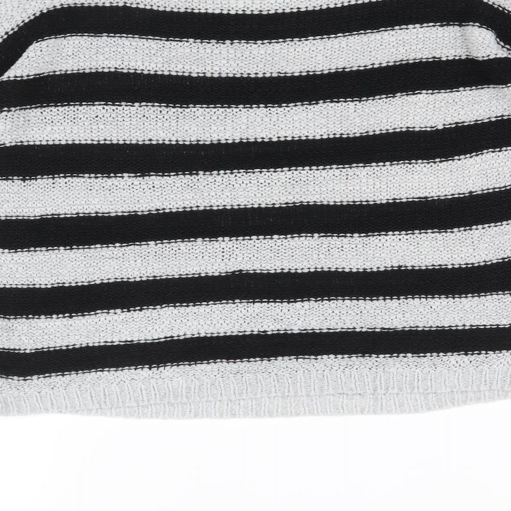 Atmosphere Womens Grey Boat Neck Striped Acrylic Pullover Jumper Size 10