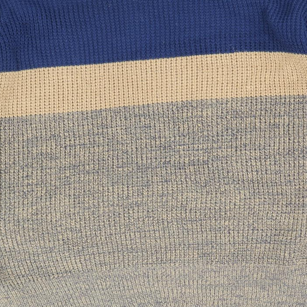 Preworn Mens Multicoloured High Neck Cotton Pullover Jumper Size L Long Sleeve