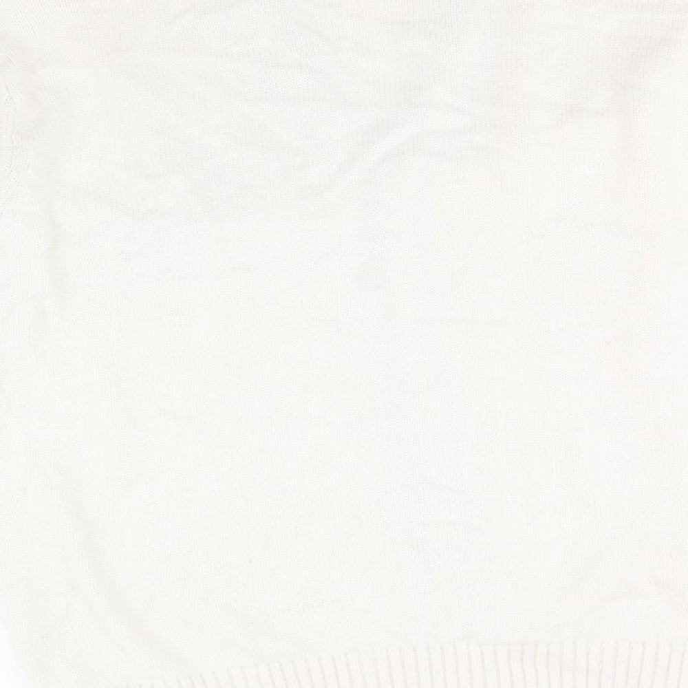 Primark Mens Ivory V-Neck Cotton Cardigan Jumper Size L Long Sleeve