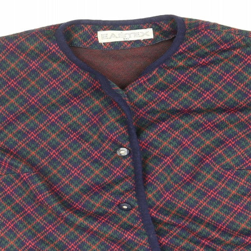 Eastex Womens Multicoloured Round Neck Plaid Aramid Cardigan Jumper Size 16