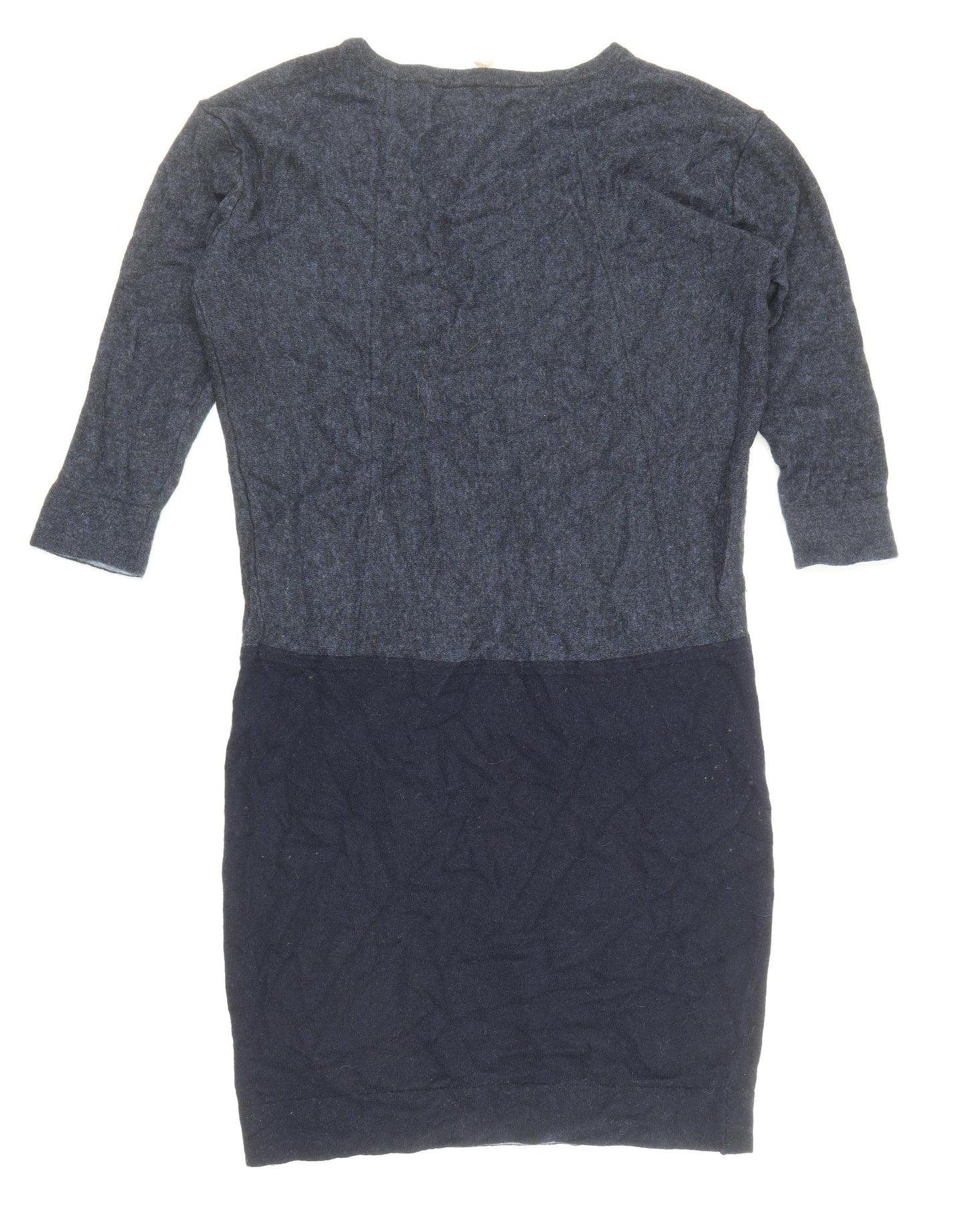 White Stuff Womens Blue Colourblock Viscose Jumper Dress Size 14 Round Neck Pullover