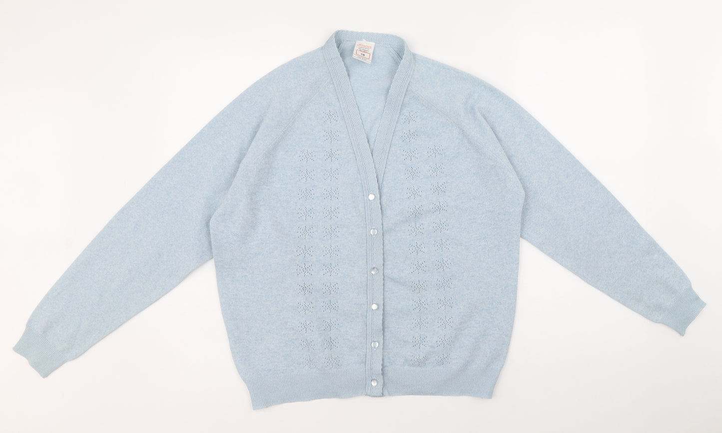 Littlewoods Womens Blue V-Neck Polyethylene Cardigan Jumper Size 18