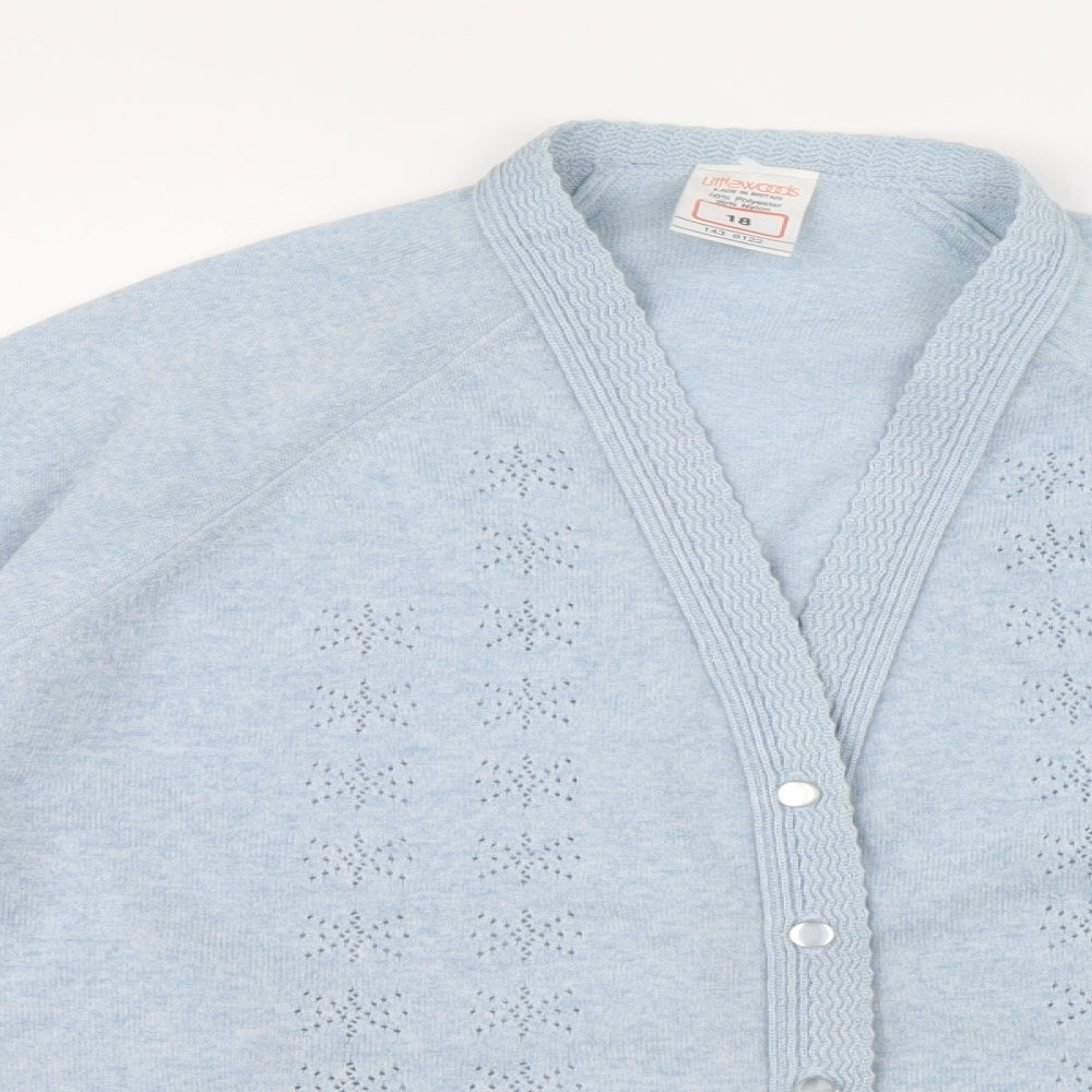 Littlewoods Womens Blue V-Neck Polyethylene Cardigan Jumper Size 18