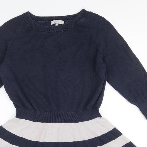 KEW 159 Womens Blue Striped Acrylic Jumper Dress Size M Round Neck Pullover
