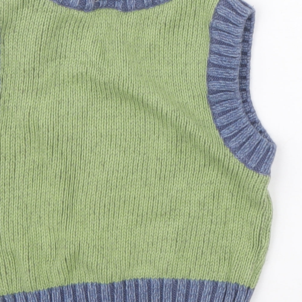 Cherokee Boys Green 100% Cotton Vest Jumper Size 3-6 Months Pullover
