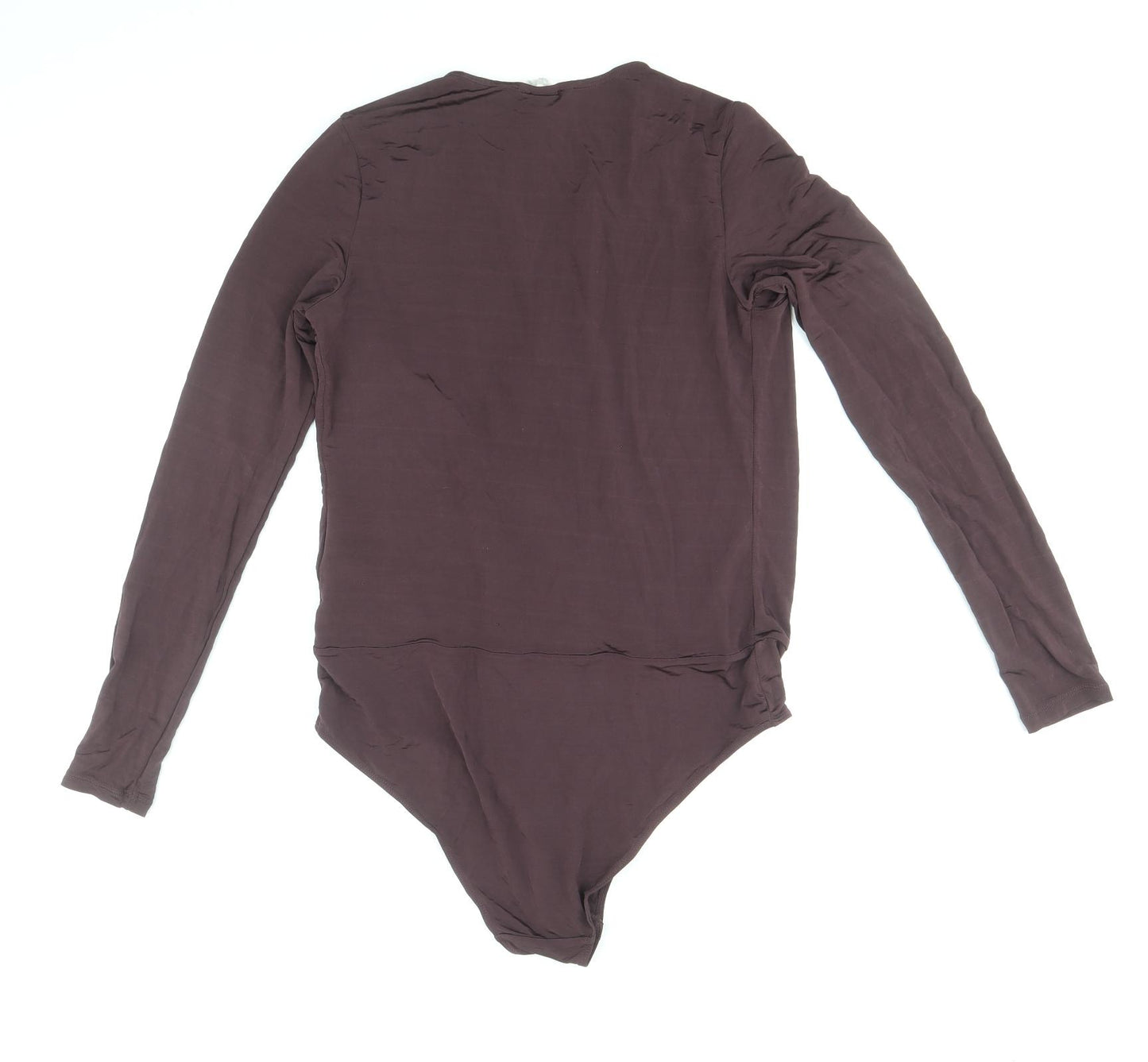 H&M Womens Brown Viscose Bodysuit One-Piece Size M Snap