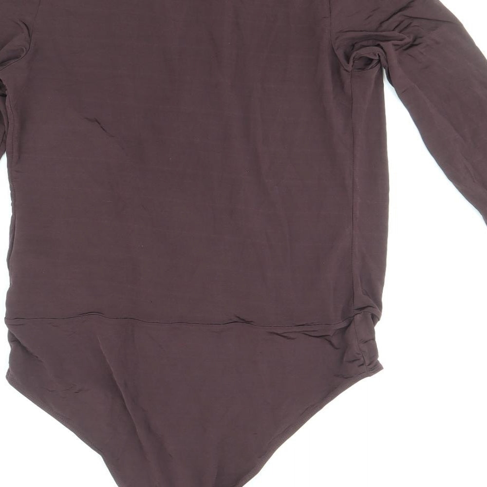 H&M Womens Brown Viscose Bodysuit One-Piece Size M Snap