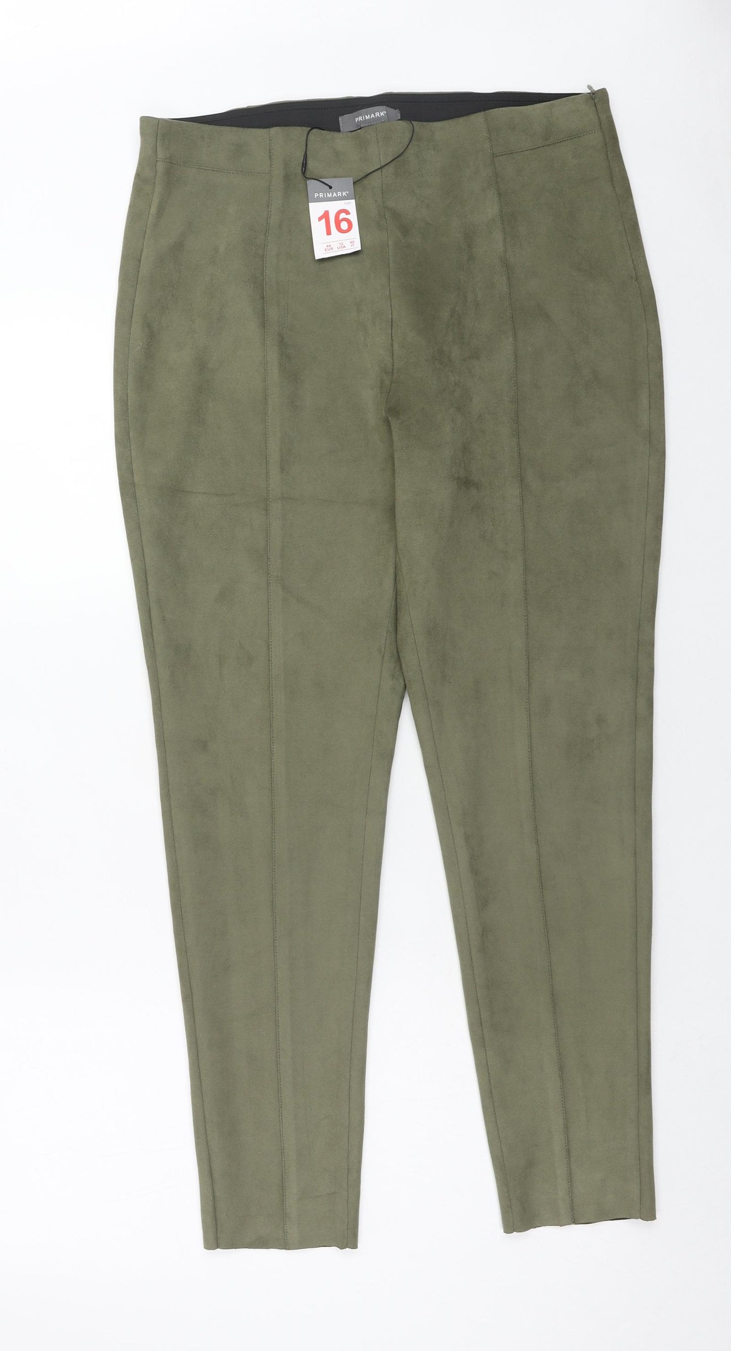 Primark Womens Green Polyester Dress Pants Trousers Size 16 Regular Zip