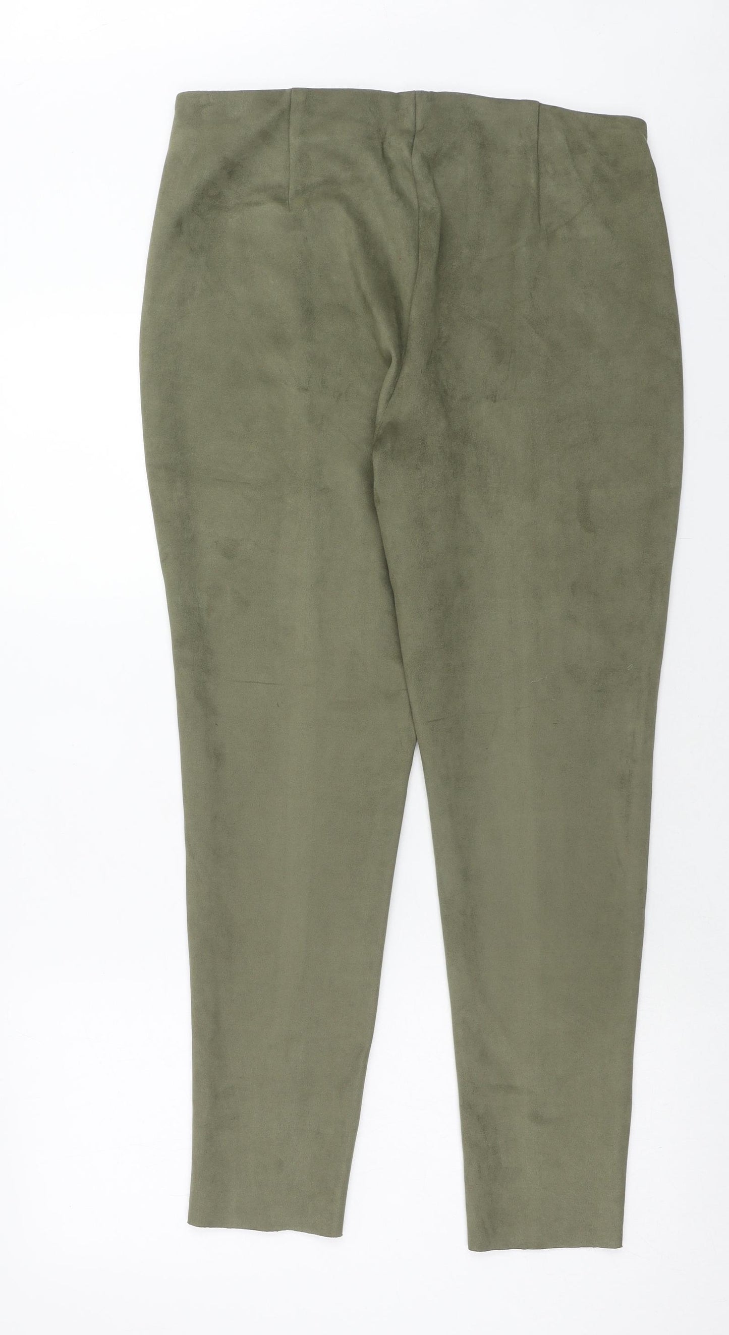 Primark Womens Green Polyester Dress Pants Trousers Size 16 Regular Zip