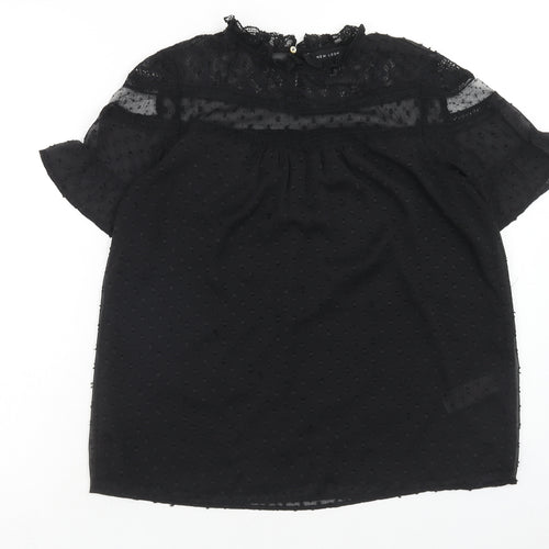 New Look Womens Black Polyester Basic Blouse Size 10 Round Neck